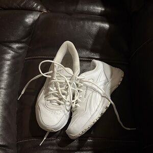Reebok White Leather Lace-Up Sneakers